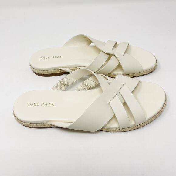 Cole Haan Womens 6.5 Cream Ivory Leather Florens Strappy Sandals Slide Grand 360 - Picture 5 of 7
